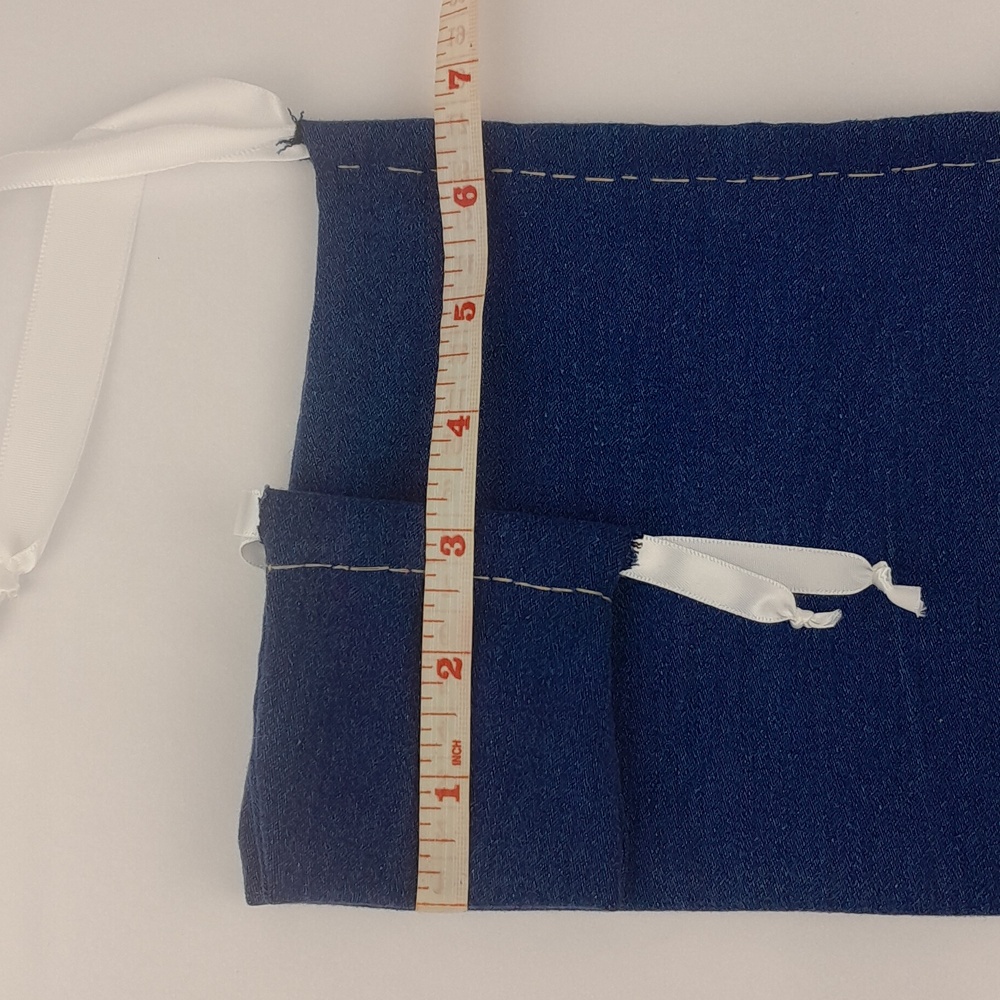 2 Handcrafted Stretchy Jean Ribbon Drawstring Matching Bags - Picture 9 of 10